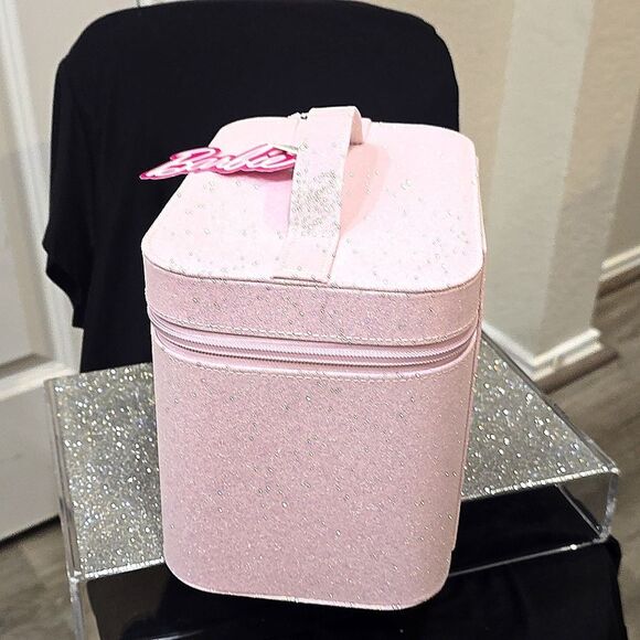 Barbie Pink Glitter Large Vanity Case w/Mirror - Picture 10 of 13